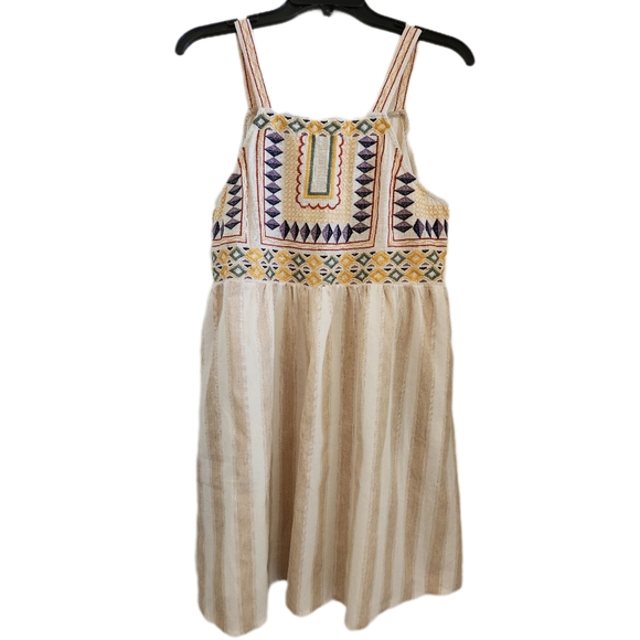 entro Dresses & Skirts - Entro striped dress with embroidery size large